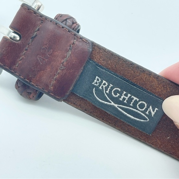 Vintage 1991 Brighton Leather Concho Braided Belt Men’s Women’s Unisex 42 - Picture 9 of 12